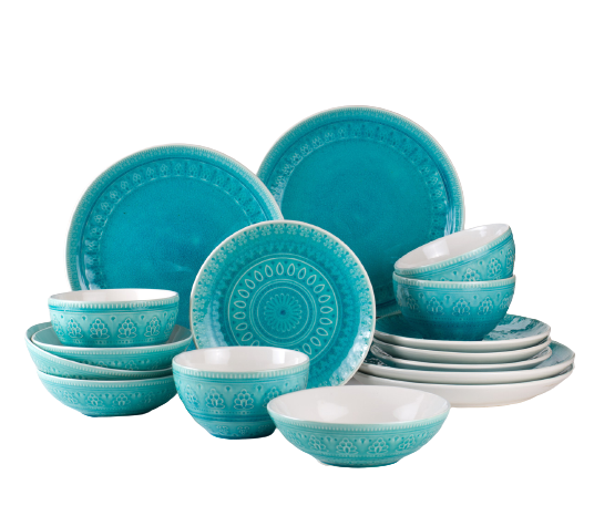 Fez Stoneware 16 Piece Double Bowl Dinnerware Set - Euro Ceramica 