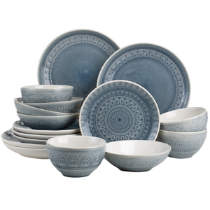 Fez Stoneware 16 Piece Double Bowl Dinnerware Set - Euro Ceramica 