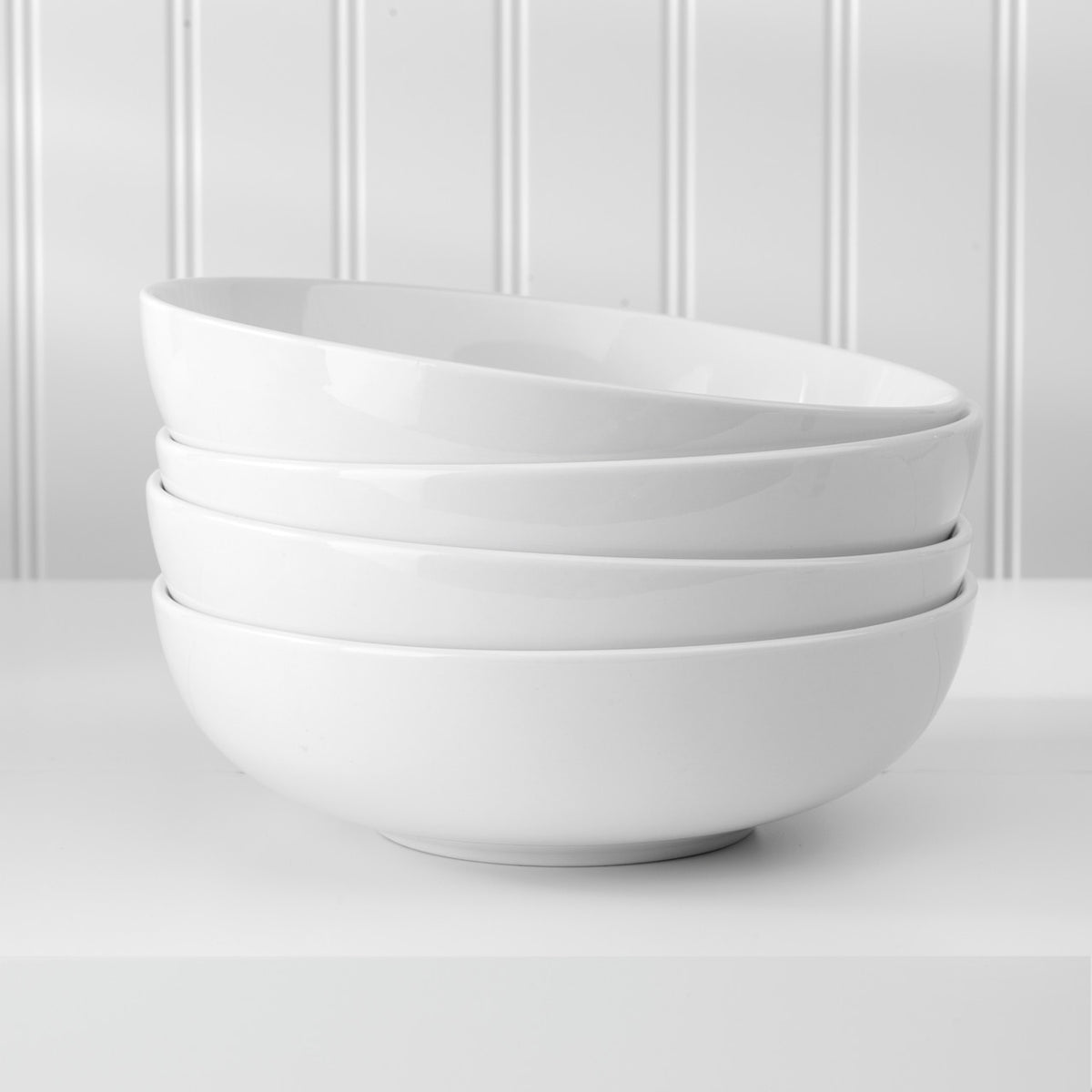  GlowSol 42 OZ Soup Bowls Set of 4, White Ceramic Bowls