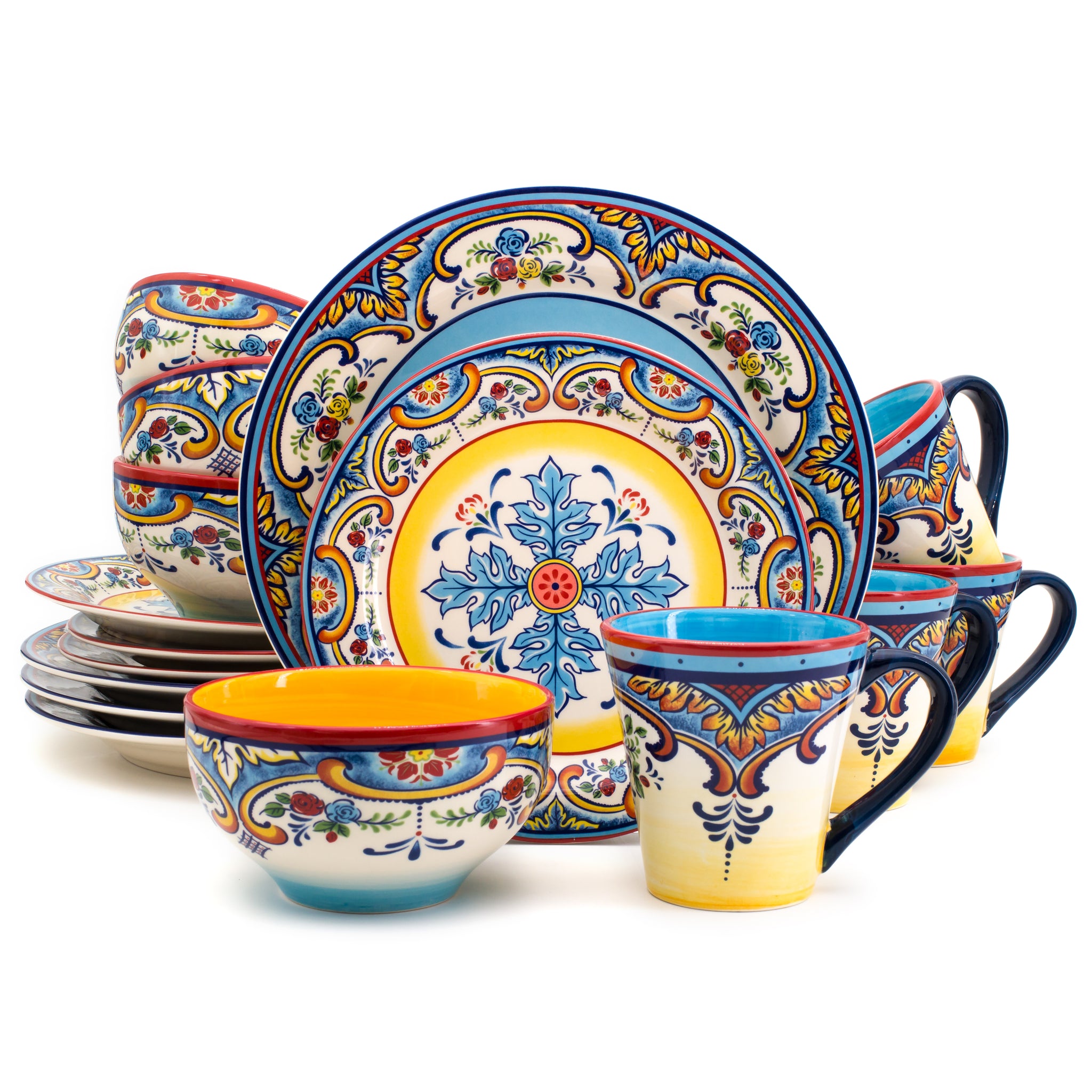Zanzibar 16 Piece Stoneware Dinnerware Set, Service for 4 - Euro Ceramica 