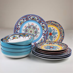 Zanzibar 12 Piece Stoneware Dinnerware Set, Service for 4 - Euro Ceramica 