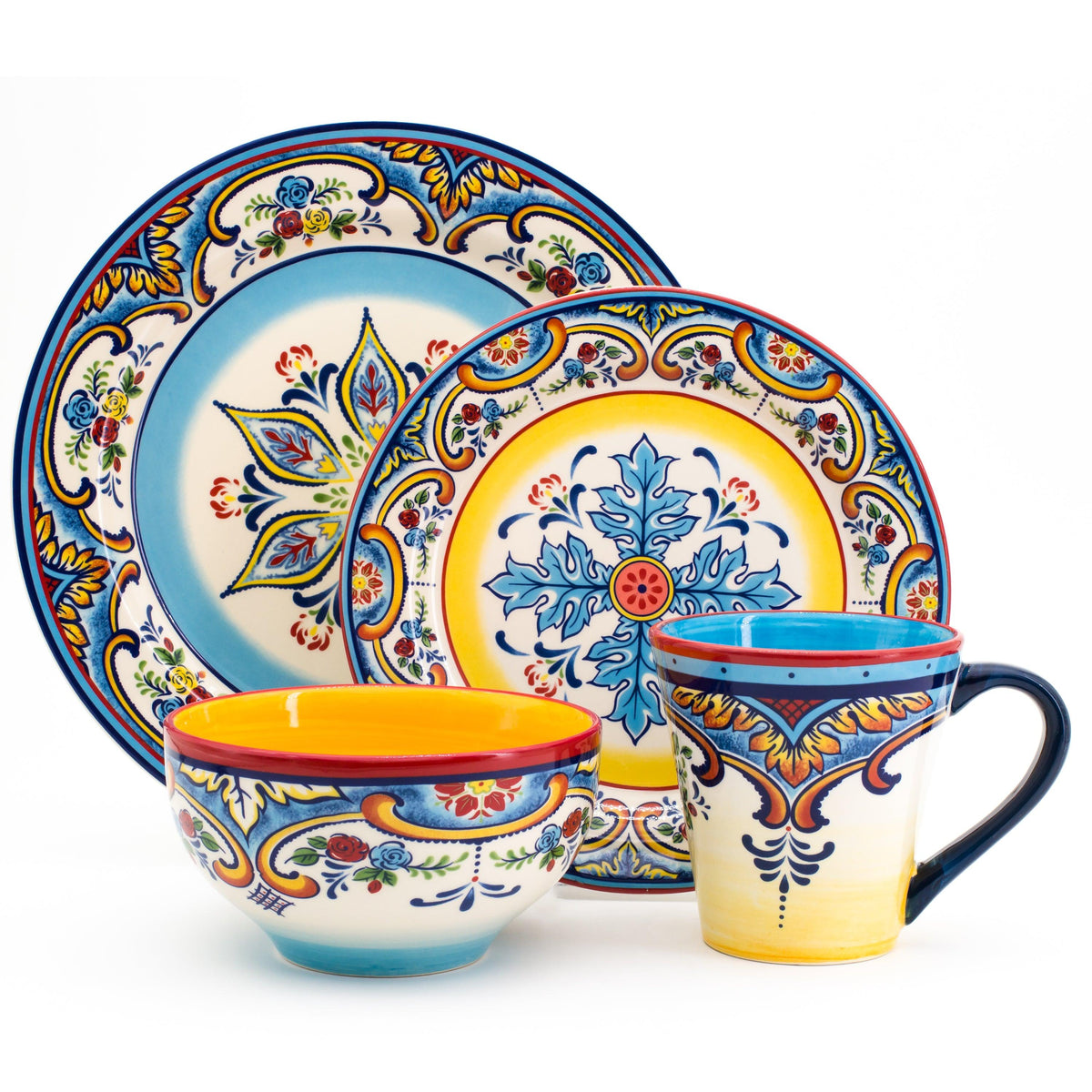 Zanzibar 16 Piece Stoneware Dinnerware Set, Service for 4 Euro Ceramica