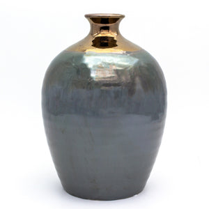 Patina Verde Oval Bottle Vase - Euro Ceramica 