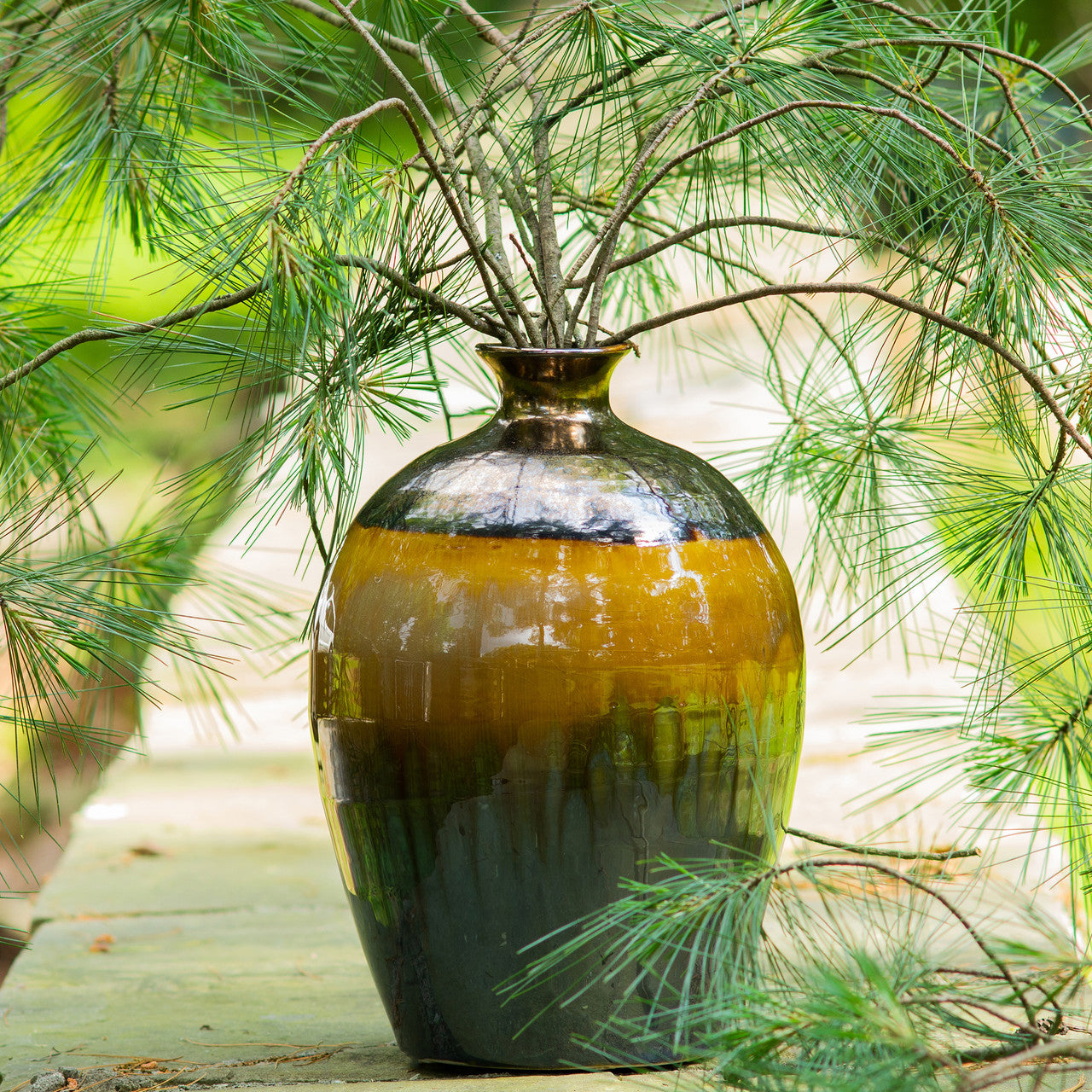 Patina Sienna Oval Bottle Vase - Euro Ceramica 