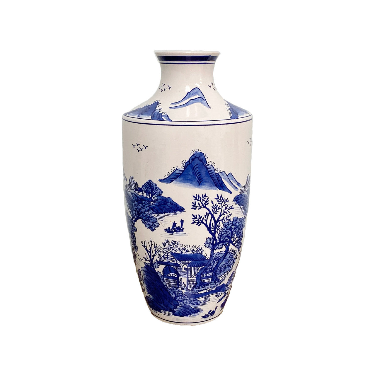 Claybarn Blue Garden Mountain Landscape Vase - Euro Ceramica 