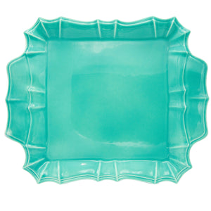 Chloe Square Platter with Handles in Turquoise - Euro Ceramica 