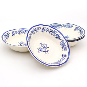 Blue Garden 4 Piece Hand-painted Soup Bowls - Euro Ceramica 