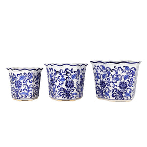 Blue and White Chinoiserie Garden Planter Set - Euro Ceramica 