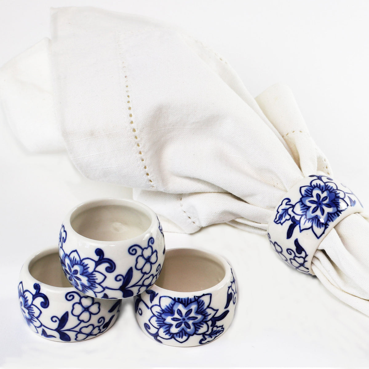 Blue Garden Napkin Rings (Set of 4) – Euro Ceramica