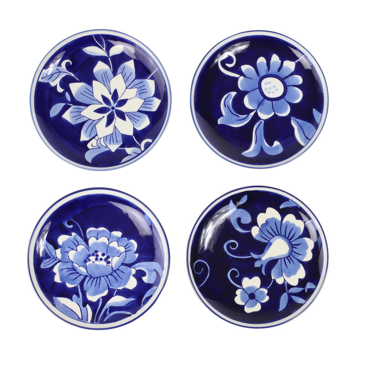 Blue Garden 6" Assorted Appetizer Plate (Set of 4) - Euro Ceramica 