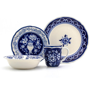 Blue Garden 16 Piece Hand-Painted Dinnerware Set - Euro Ceramica 