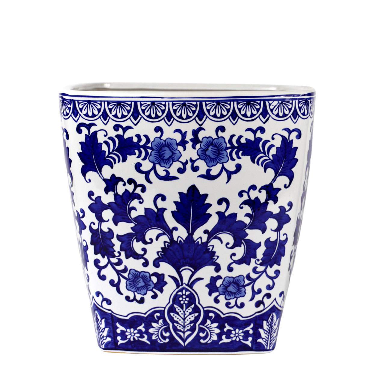 blue and white pots for plants Euro Ceramica Mediterranean Sea Fish 11'' Round Serving Bowl