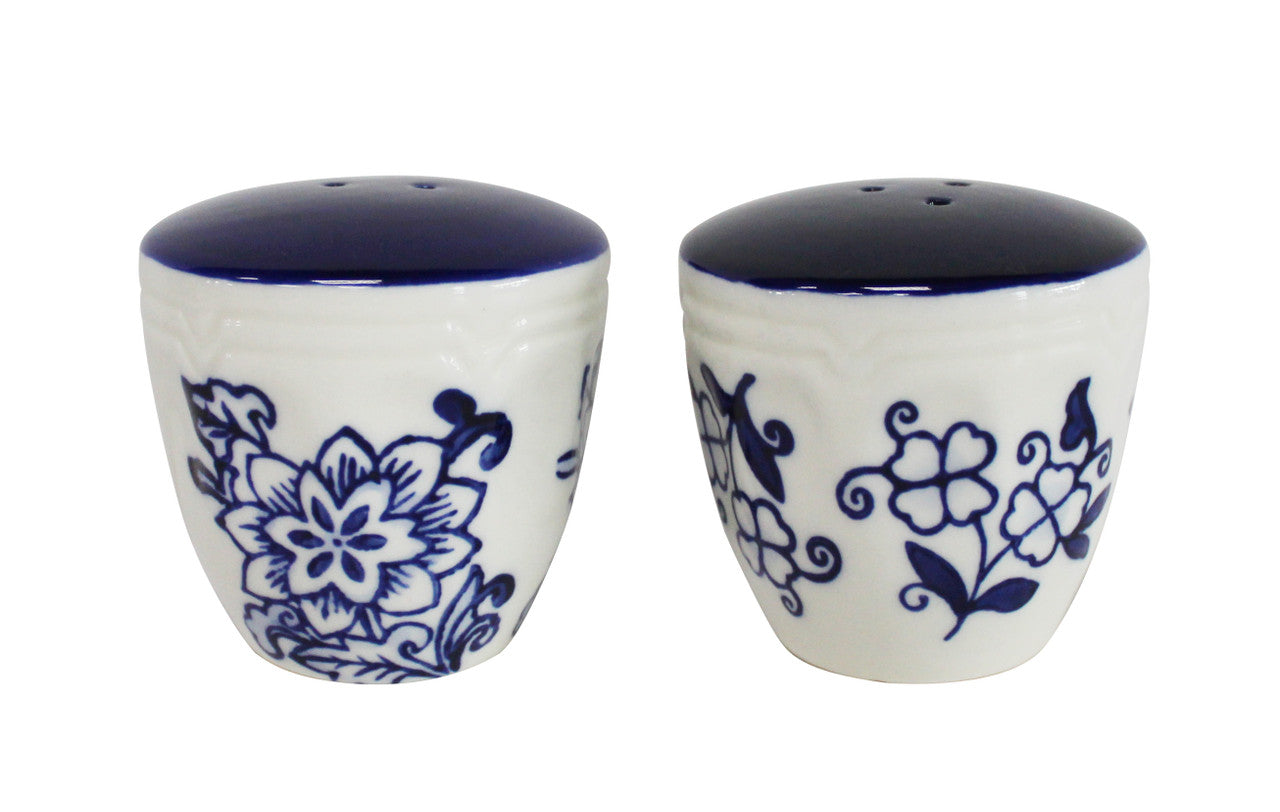 Blue Garden Table Accessory Set (Salt and Pepper Shakers & Napkin Holder) - Euro Ceramica 