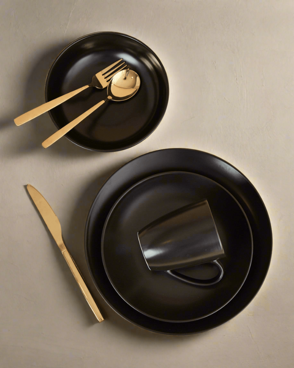 Euro Essential 4 Piece Dinner Plate Set, Semi-Matte Black