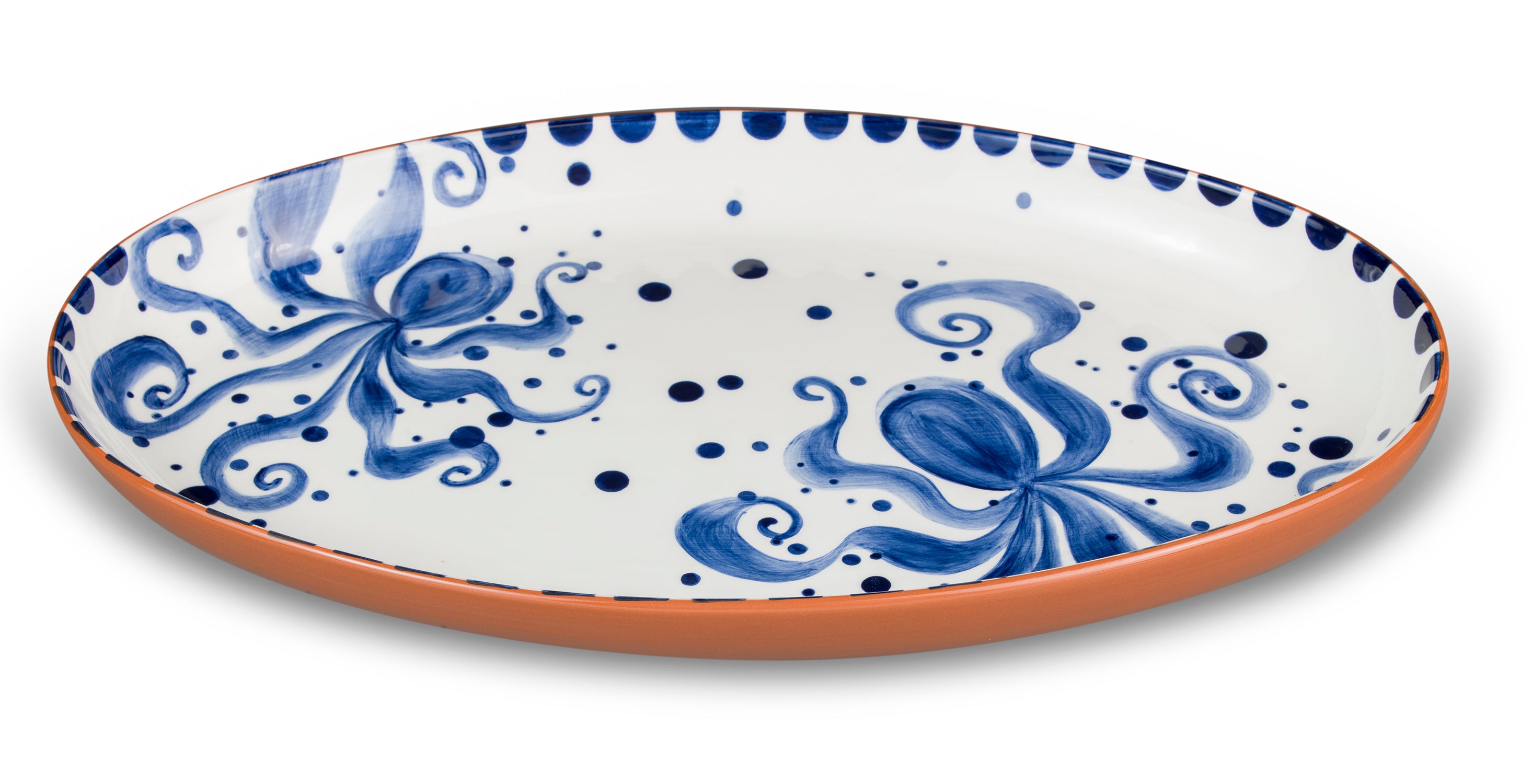Costa Azul Hand Painted Octopus Extra Large 19-Inch Oval Serving Platter
