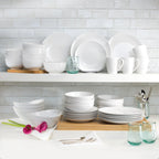 White Essential 16 Piece Double Bowl Dinnerware Set, Service for 4 - Euro Ceramica 