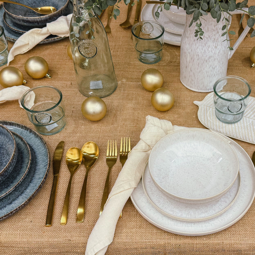 Symi 12 Piece Stoneware Reactive Glaze Dinnerware Set - White