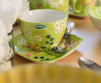 Primavera Hand painted Stoneware Latte Mugs Set, Set of 4