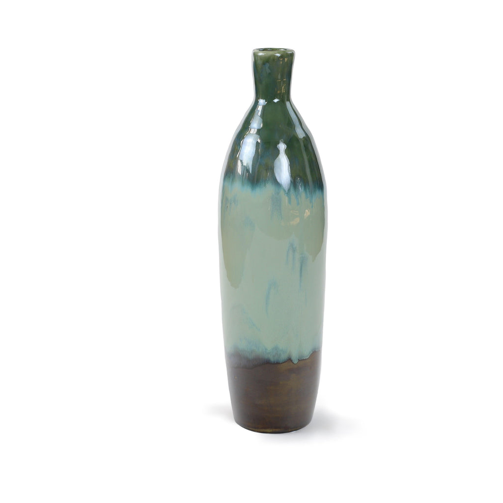 ClayBarn Patina Artisan Ceramic 20.5'' H Verde Skinny Bottle Vase - Earthy Brown - Euro Ceramica 