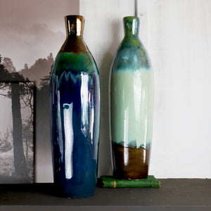 ClayBarn Patina Artisan Ceramic 20.5'' H Verde Skinny Bottle Vase - Earthy Brown