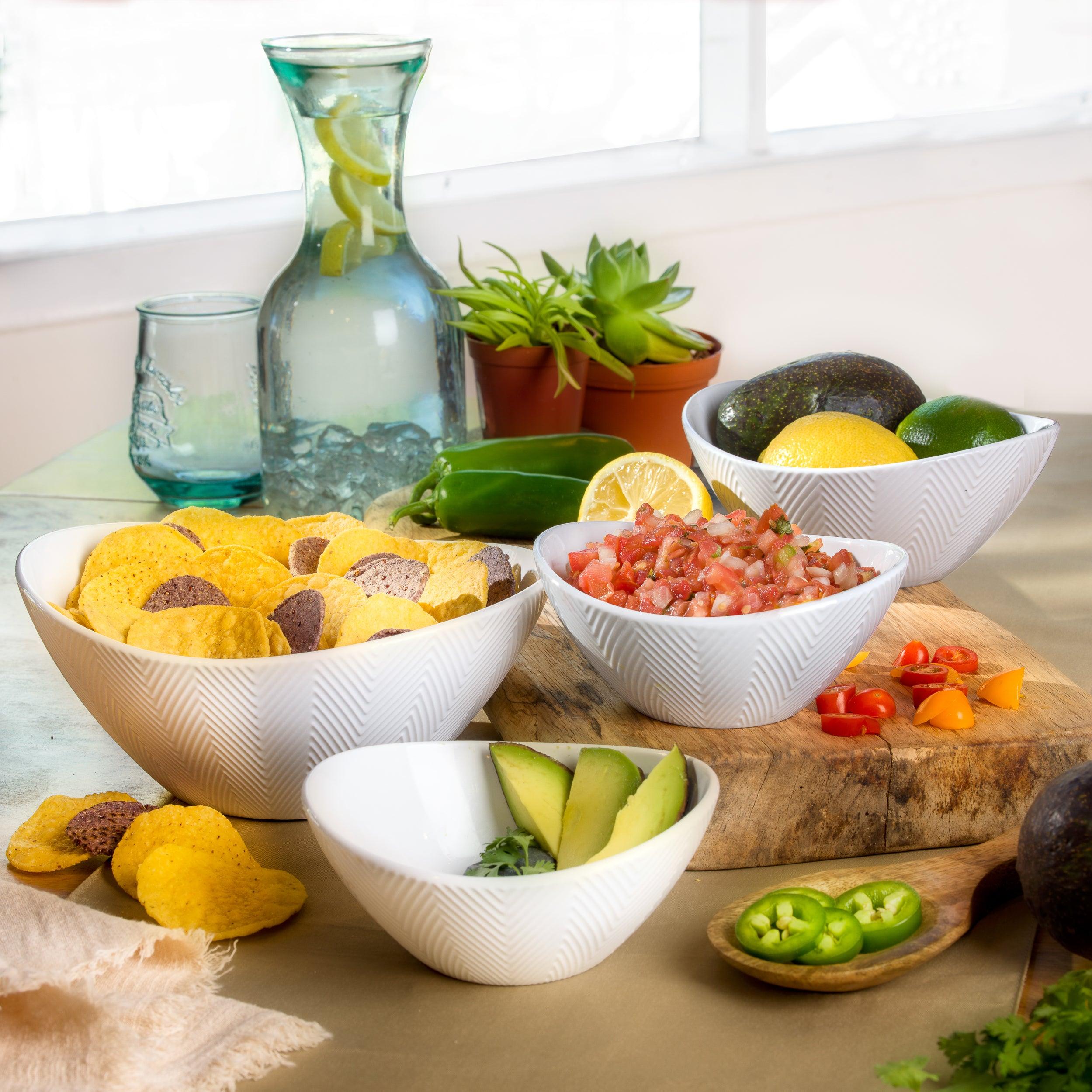 Highlands Stoneware 40oz White Serving Bowls ,Set of 4