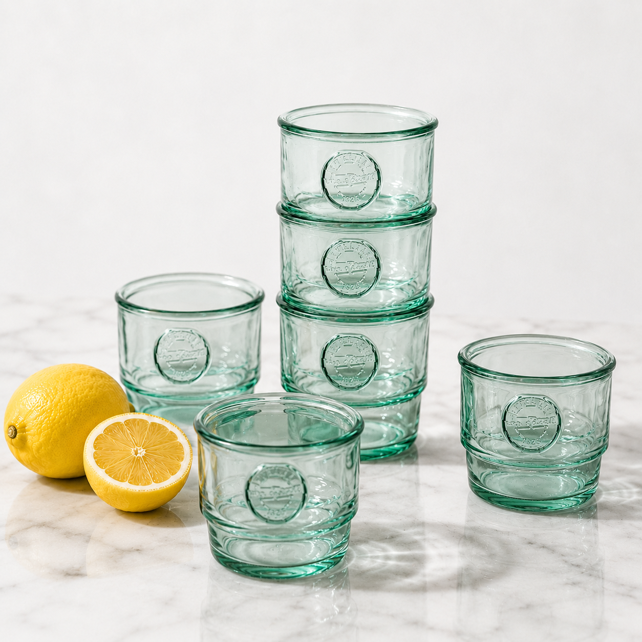 Euro Essential Stackable Recycled Glass Tumblers Set, Set of 6, Made in Spain