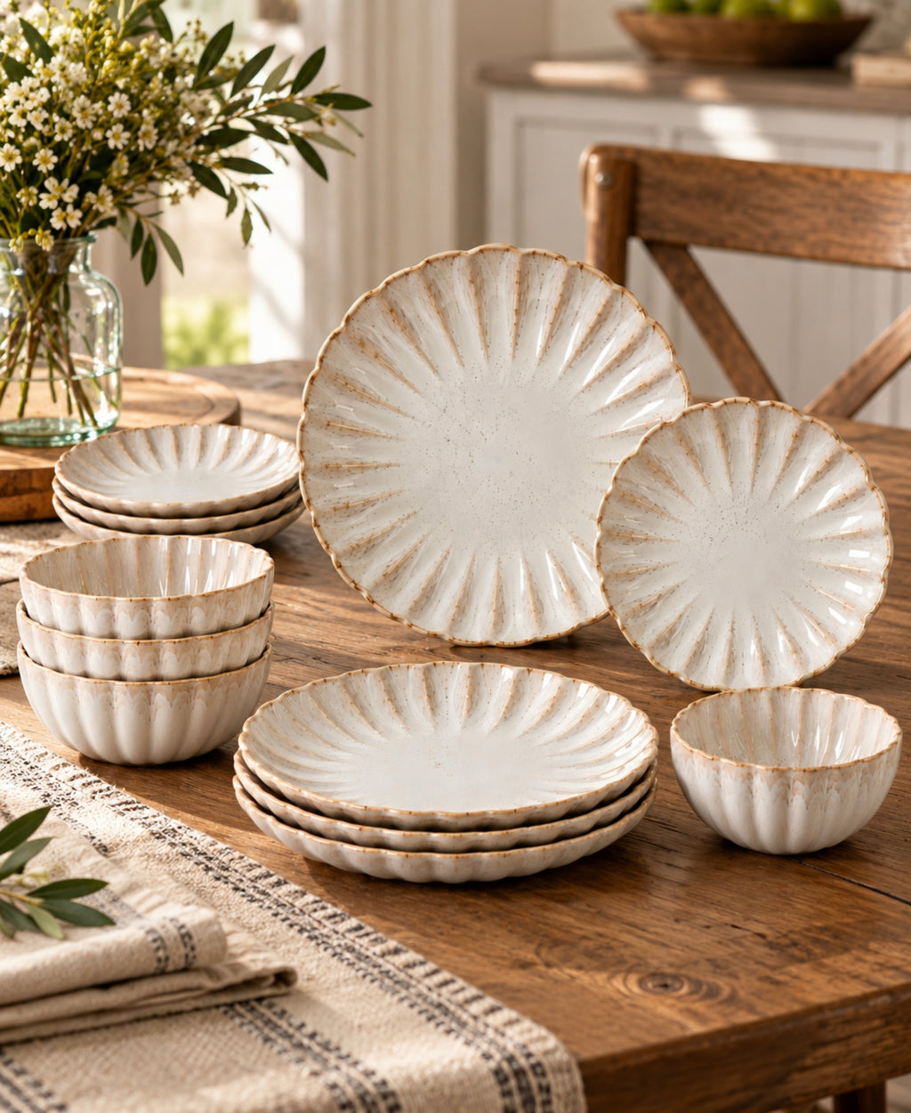 Kea Reactive Glaze Stoneware 12 Piece Dinnerware Set - Wheat