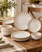 Kea Reactive Glaze Stoneware 12 Piece Dinnerware Set - Wheat