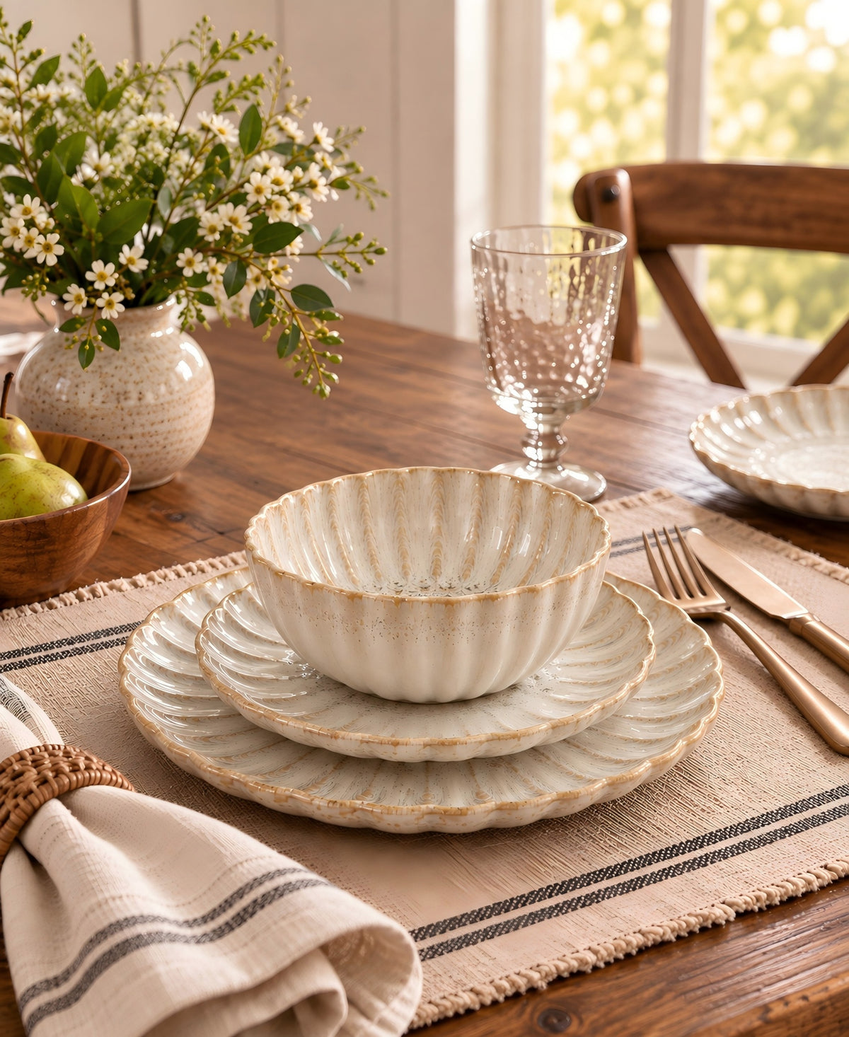 Kea Reactive Glaze Stoneware 12 Piece Dinnerware Set - Wheat