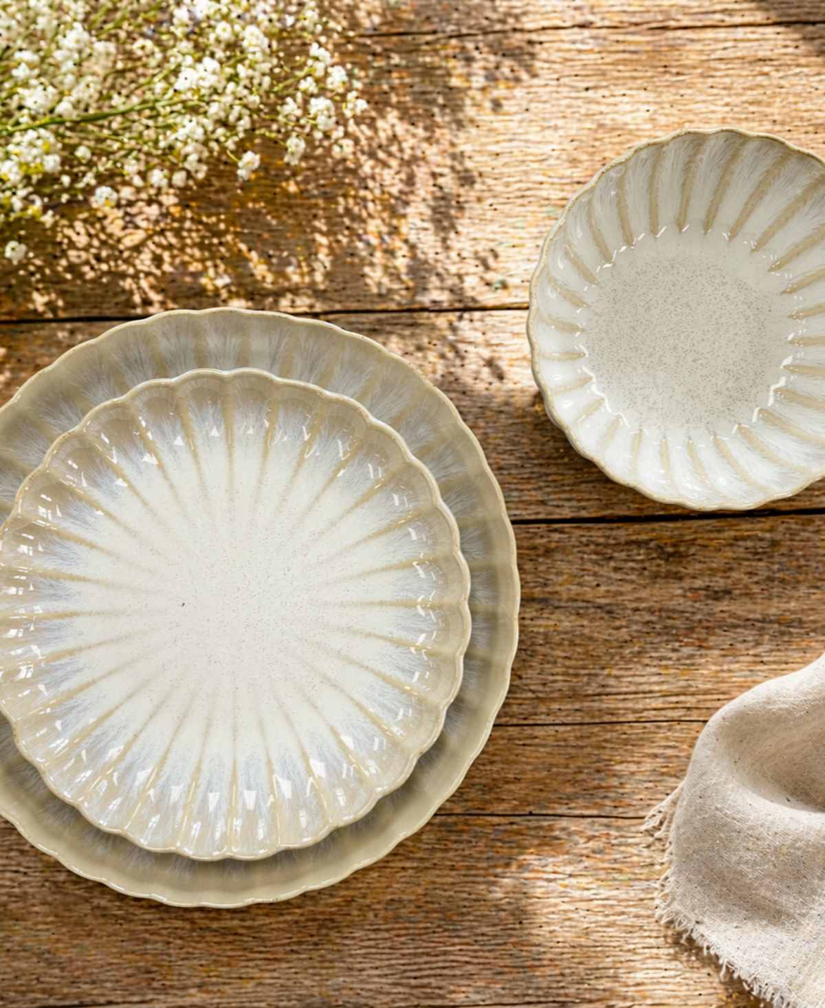Kea Reactive Glaze Stoneware 12 Piece Dinnerware Set - Wheat
