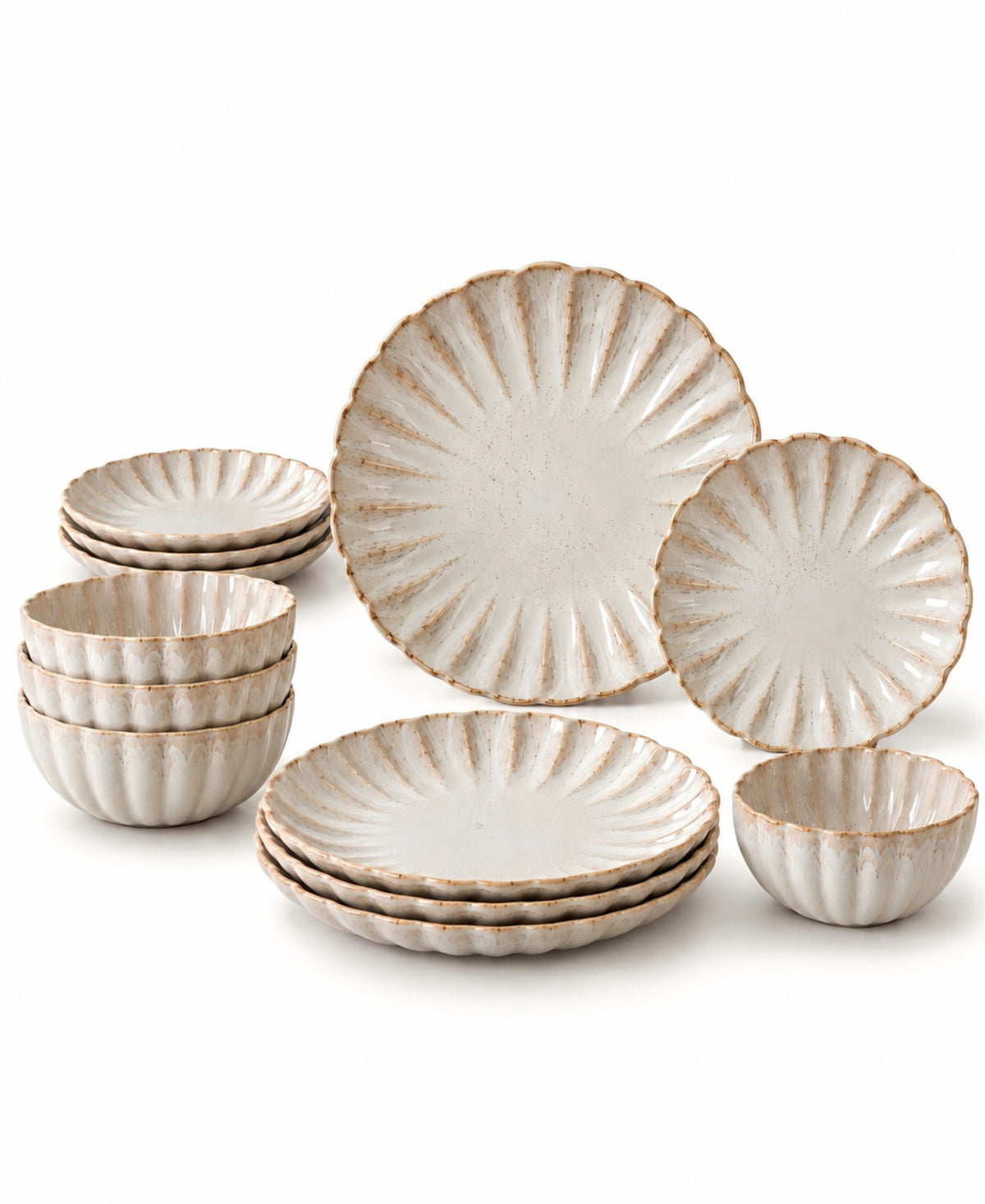 Kea Reactive Glaze Stoneware 12 Piece Dinnerware Set - Wheat