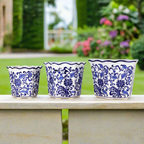 Blue and White Chinoiserie Garden Planter Set