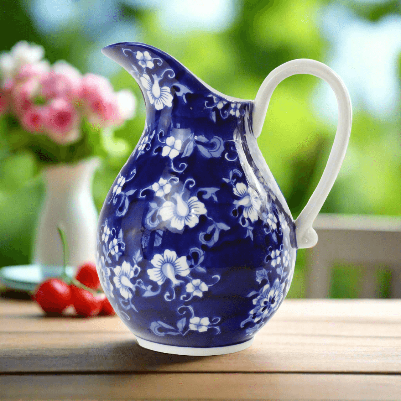 Blue Garden Pitcher