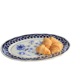 Blue Garden Stoneware Serving Platter, 18-Inch