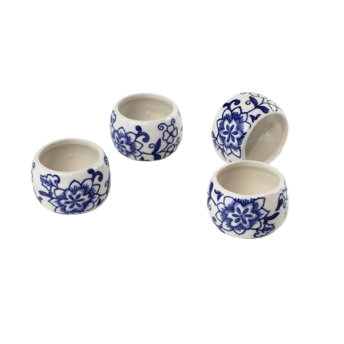 Blue Garden Napkin Rings (Set of 4) - Euro Ceramica 