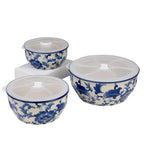 Blue Garden Chinoiserie 3-Piece Stoneware Storage Containers - Euro Ceramica 