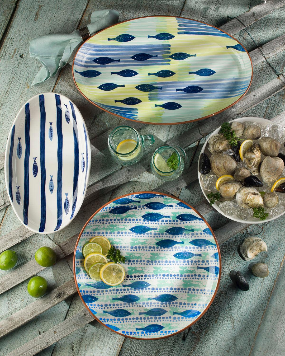 Mediterranean Sea Fish 15'' Oval Serving Bowl