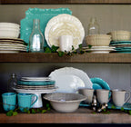 Chloe Floral Accent Dessert Plates in Beige, Set of 4 - Euro Ceramica 