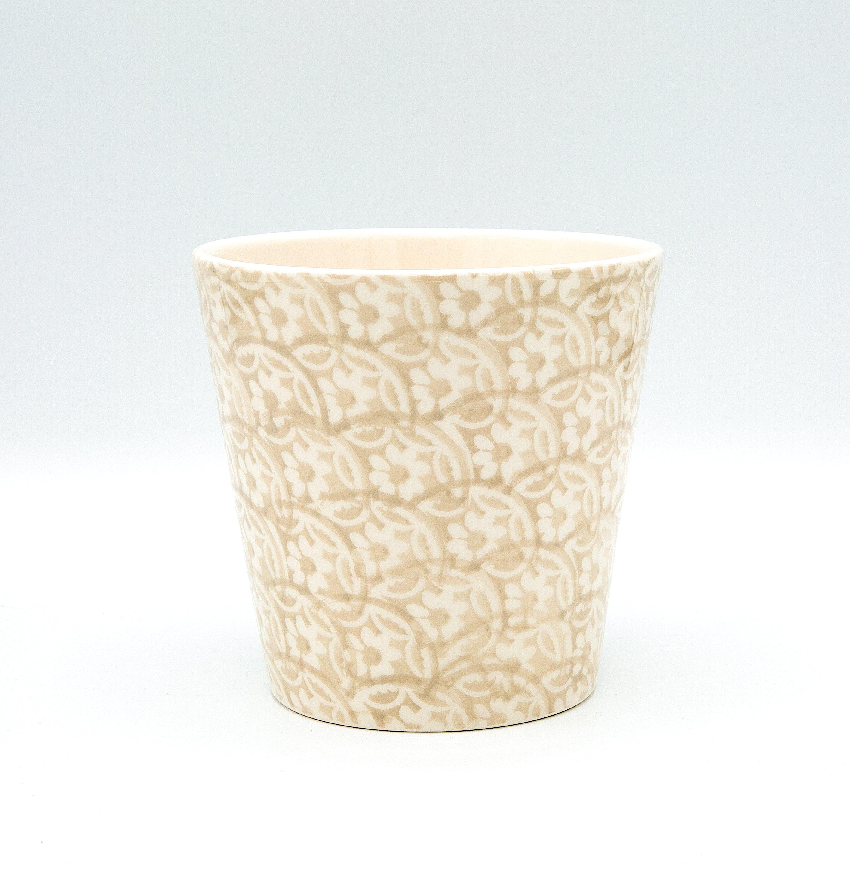 Chloe Floral Accent Planter - Beige - Euro Ceramica 