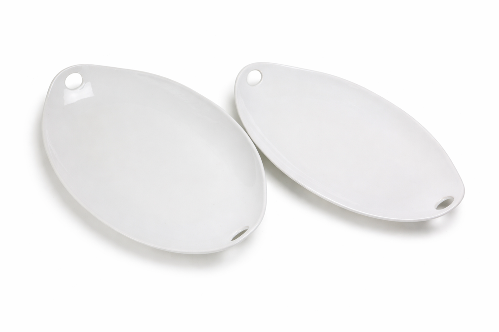 Euro Essential Classic White Serving Platters, Set of 2