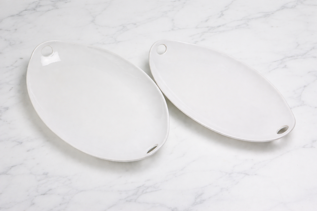 Euro Essential Classic White Serving Platters, Set of 2