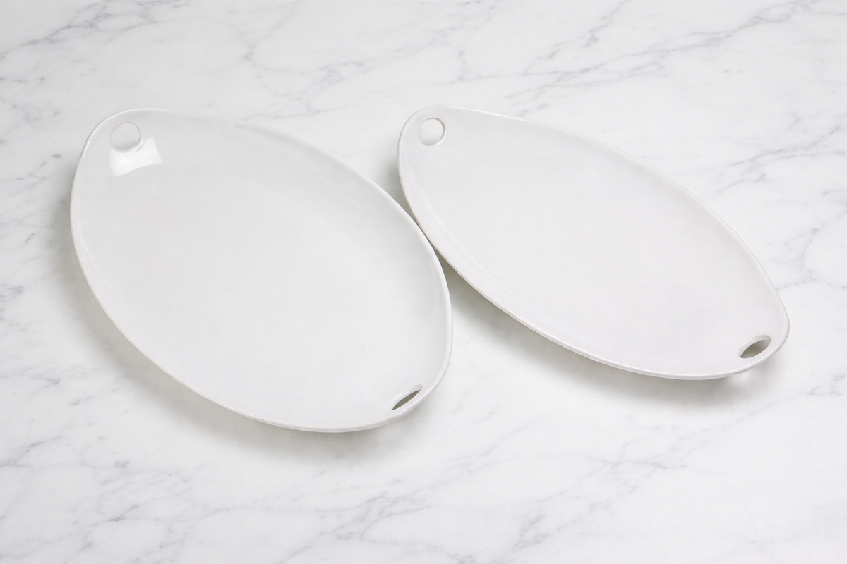 Euro Essential Classic White Serving Platters, Set of 2