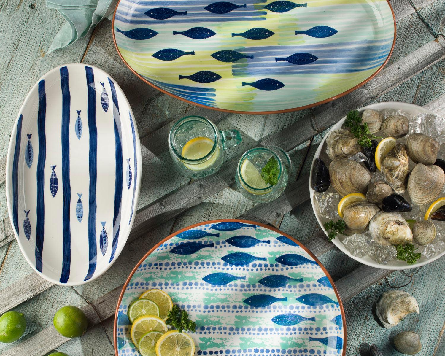 Mediterranean Sea Fish 11'' Round Serving Bowl