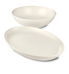 Euro Essential 2-Piece Stoneware Servingware Set , Semi Matte White