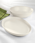 Euro Essential 2-Piece Stoneware Servingware Set , Semi Matte White