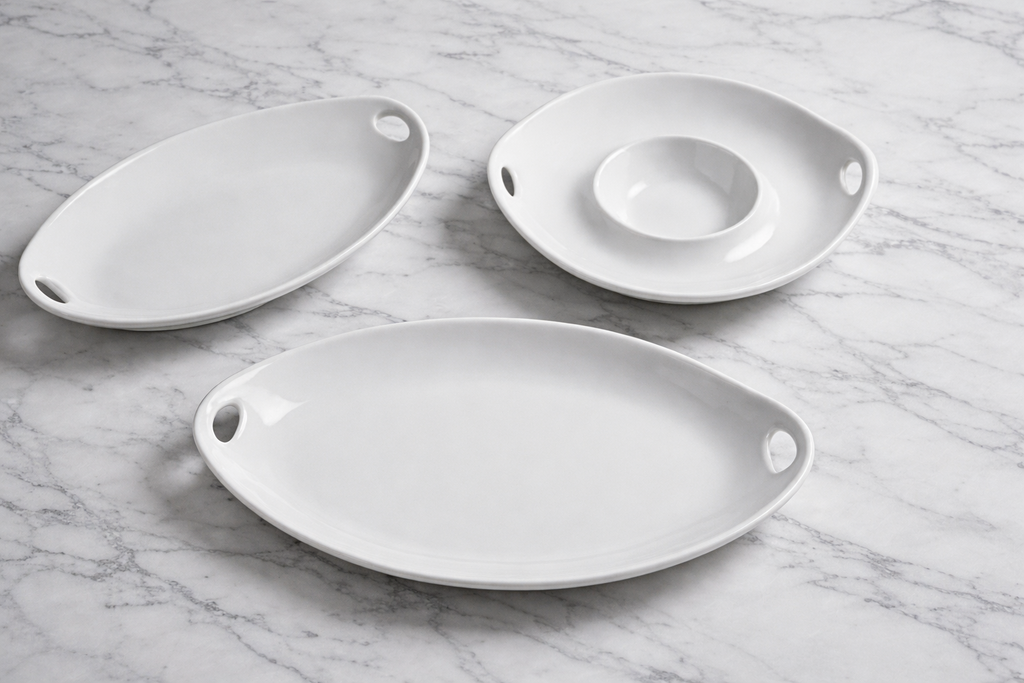 Euro Essentials Euro Essential Classic Lisbon White Serving Platters โ Euro Ceramica