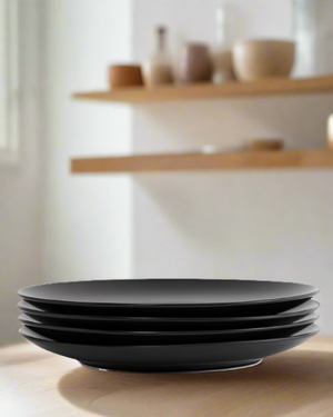 Euro Essential 4 Piece Dinner Plate Set, Semi-Matte Black