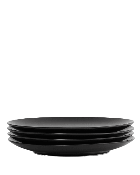 Euro Essential 4 Piece Dinner Plate Set Semi Matte Black Euro
