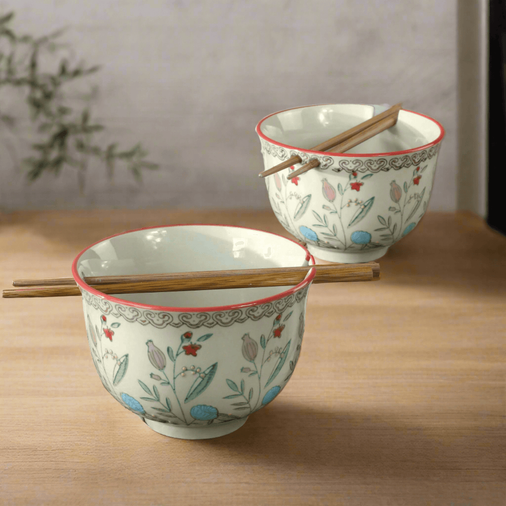 Ella Ramen Bowls Set with Chopsticks, Set of 2