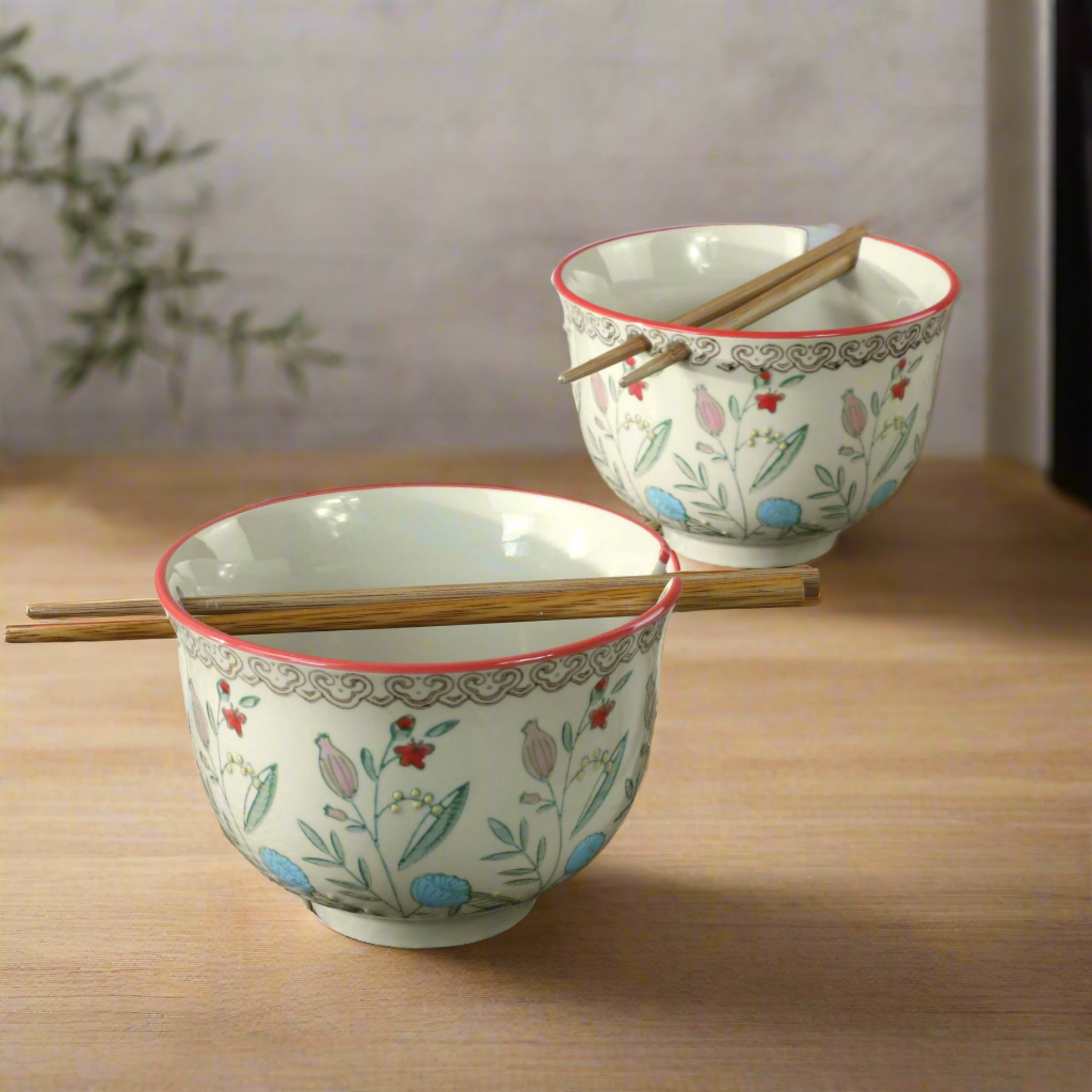 Ella Ramen Bowls Set with Chopsticks Service for 2